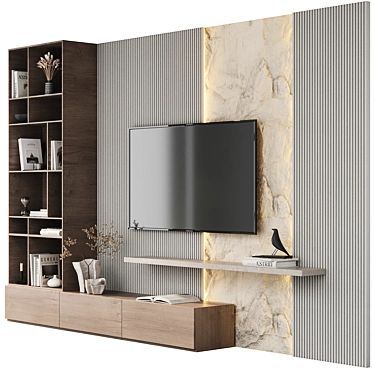 Modern TV Wall Decor Set 3D model image 1 