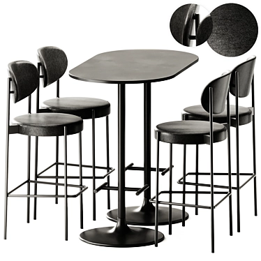 Verner 430 Bar Stool Set 3D model image 1 