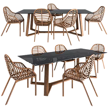 Elegant Trastevere Dining Set 3D model image 1 