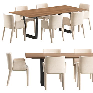 Modern Dining Set: Potocco Lars & Bolero 3D model image 1 