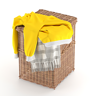 Rattan Laundry Basket Organizer 3D model image 1 