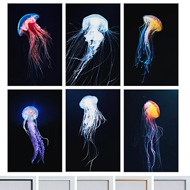 Modern Jellyfish Picture Frame Set 3D model image 1 