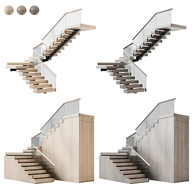 Modern Staircase Height 300cm 3D model image 1 