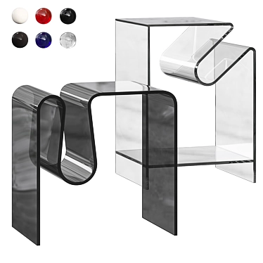 Acrylic Magazine Side Table with Storage 3D model image 1 