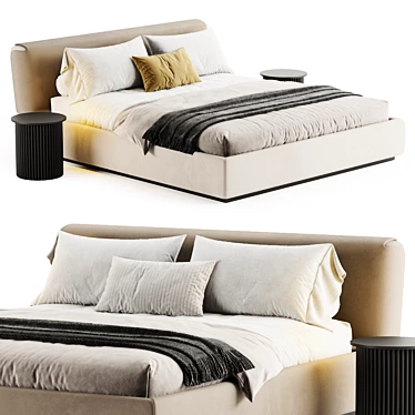 GENTLEMAN Bed with upholstered headboard By Flou