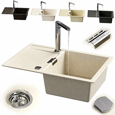 Customizable ETON 50D Sink & Skiron Mixer 3D model image 1 