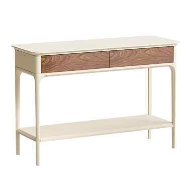 Modular Birch Wood Console Shelf 3D model image 1 