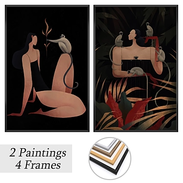 Artwork Set with Multiple Frames 3D model image 1 