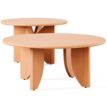 Oak Nesting Coffee Tables Duo 3D model image 1 