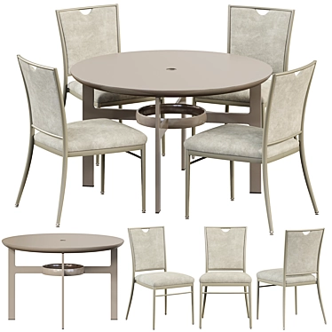 Outdoor Dining Set: Parkway Table & Stackable Chairs 3D model image 1 