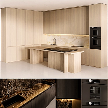 Sleek Modern Kitchen Design 3D model image 1 