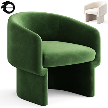 Swivel Velvet Barrel Chair 3D model image 1 