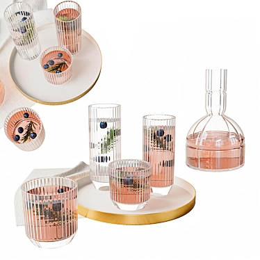 Sleek Nude Glassware Set 3D model image 1 