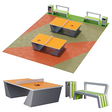 Modern Table Tennis Game Platform 3D model image 1 