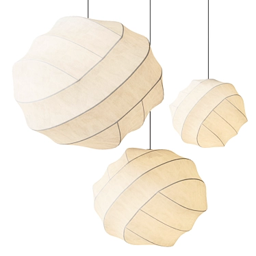 Japanese Silk Pendant Light 3D model image 1 