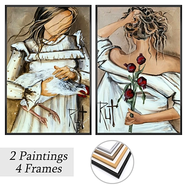 Decorative Art Set with Frames 3D model image 1 