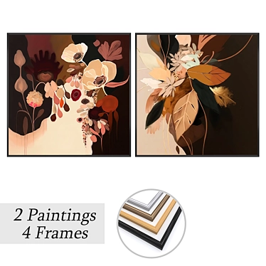 Decorative Art Set with Frames 3D model image 1 