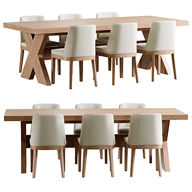  Modern Farmhouse Table Set 3D model image 1 