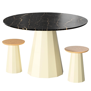 Ankara Stool & Round Table 3D model image 1 