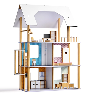 Wooden Dollhouse | Premium Design 3D model image 1 