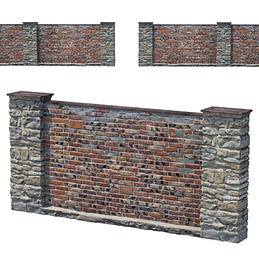 Modular 3D Brick Fence Kit 3D model image 1 