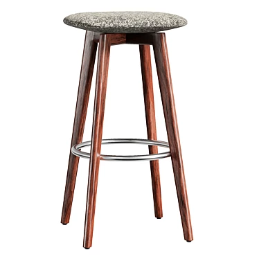 Modern Wooden Stool with Cushion 3D model image 1 