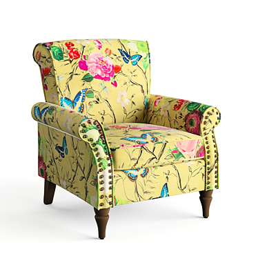 Classic Yellow Upholstered Armchair 3D model image 1 