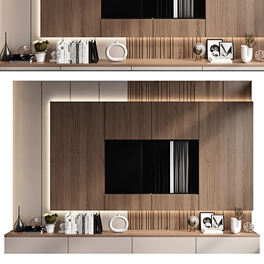 Modern Plywood TV Shelf KTV095 3D model image 1 