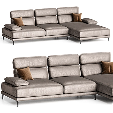 Elegant Virtue Sofa with Chaise 3D model image 1 