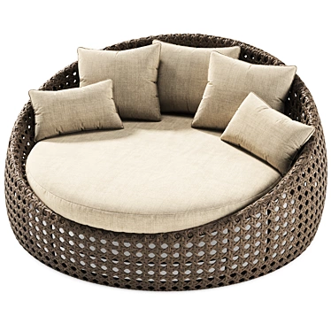 Retro-inspired Wicker Daybed 3D model image 1 