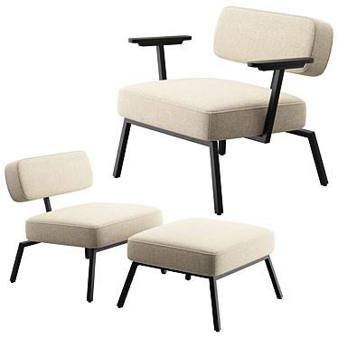 Ode Lounge Chair Set: Modern Elegance 3D model image 1 