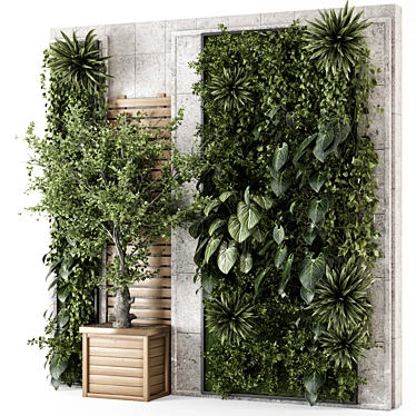 Concrete Base Vertical Garden Set 3D model image 1 