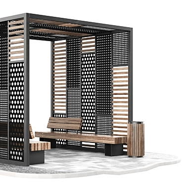 Pergola Set with Benches 3D model image 1 