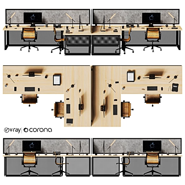 IKEA Office Table Set 3D model image 1 