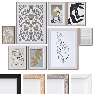 Modern Wall Art Set with Various Frame Colors 3D model image 1 