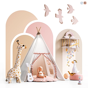 Children's Room Furniture & Decor 3D model image 1 