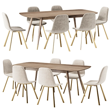 Modern Dining Set Collection: Chair + Table 3D model image 1 