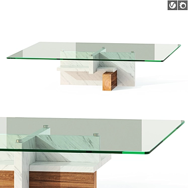 Elegant Stone Tangram Mini Table 3D model image 1 