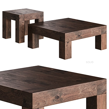 Reclaimed Wood Square Coffee Tables 3D model image 1 