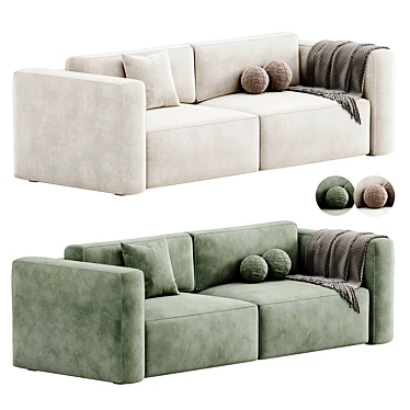 Modern Leather 2-Seater Sofa 3D model image 1 