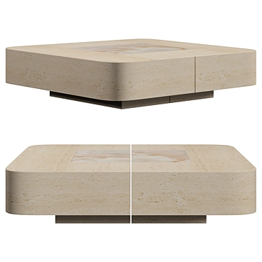 Elegant Travertine Coffee Table 3D model image 1 