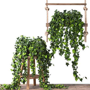 Vintage Ivy Plant Decor Set 3D model image 1 