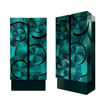 Luxury Ripple Cabinet: Unique Marquetry 3D model image 1 