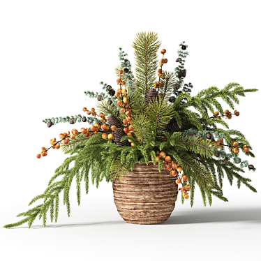 Festive Evergreen Branches Bouquet 3D model image 1 