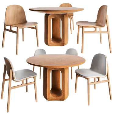 Elegant Circular Table & Chair 3D model image 1 