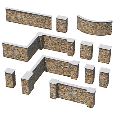 Wild Stone Fence Kit | Modular Design 3D model image 1 