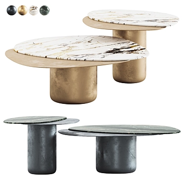 Luxury Marble Coffee Table Set 3D model image 1 