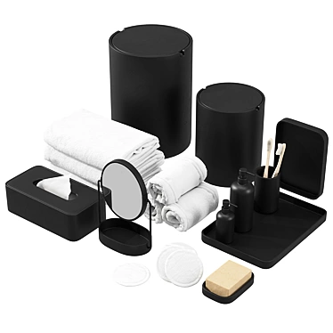 Black Resin Bathroom Set ZARA HOME 3D model image 1 