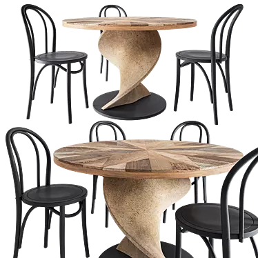 Elegant Twist Dining Set 3D model image 1 