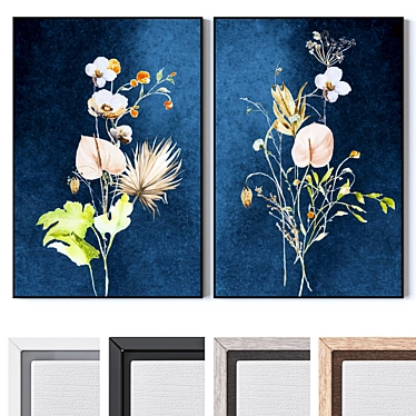 Modern Wall Paintings Set Wood Frames 3D model image 1 